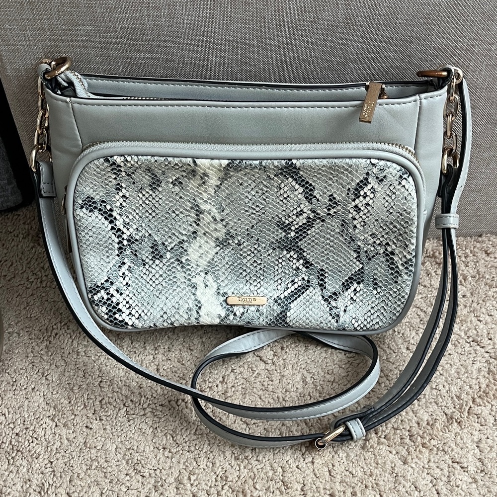 Dune London Gray and Snake Print Crossbody Bag